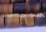 CTB574 15.5 inches 10*13mm triangle matte yellow tiger eye beads