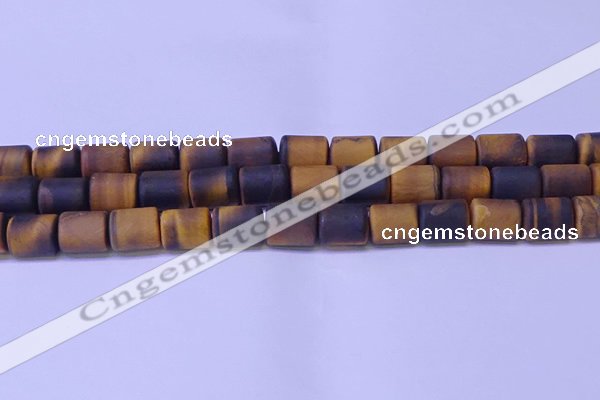 CTB574 15.5 inches 10*13mm triangle matte yellow tiger eye beads