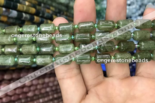 CTB605 15.5 inches 7*11mm tube green strawberry quartz beads wholesale