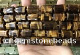 CTB624 15.5 inches 11*16mm - 12*18mm faceted tube yellow tiger eye beads
