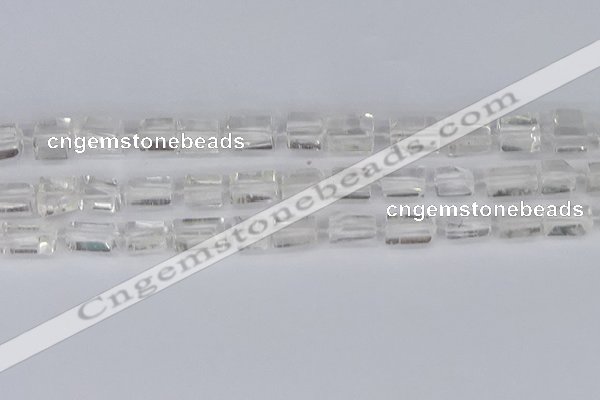 CTB730 15.5 inches 6*10mm - 8*12mm faceted tube white crystal beads