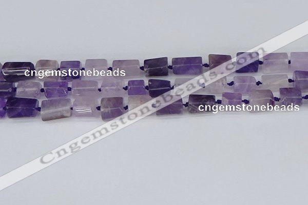 CTB732 15.5 inches 6*10mm - 8*12mm faceted tube amethyst beads