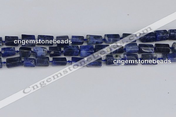 CTB735 15.5 inches 6*10mm - 8*12mm faceted tube sodalite beads