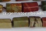 CTB738 15.5 inches 6*10mm - 8*12mm faceted tube picasso jasper beads