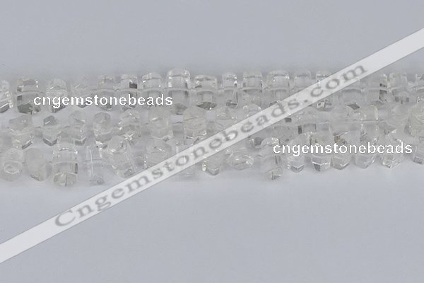 CTB750 15.5 inches 6*10mm - 8*12mm faceted tube white crystal beads