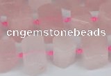 CTB751 15.5 inches 6*10mm - 8*12mm faceted tube rose quartz beads