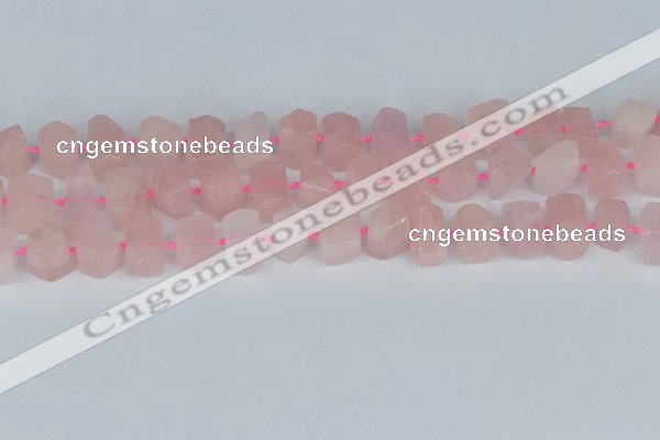 CTB751 15.5 inches 6*10mm - 8*12mm faceted tube rose quartz beads