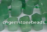 CTB756 15.5 inches 6*10mm - 8*12mm faceted tube green aventurine beads