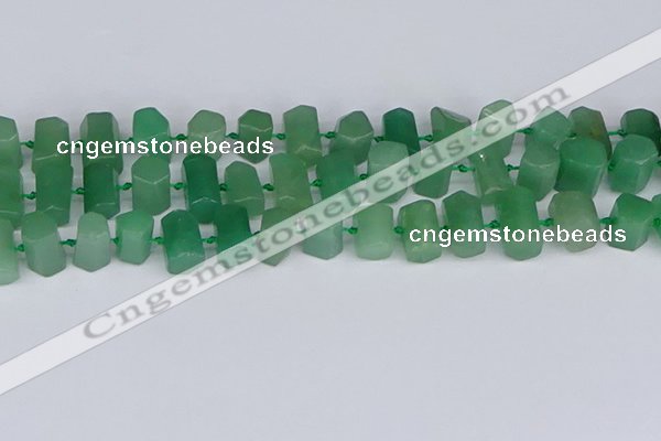 CTB756 15.5 inches 6*10mm - 8*12mm faceted tube green aventurine beads