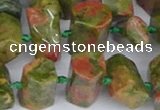 CTB758 15.5 inches 6*10mm - 8*12mm faceted tube unakite beads