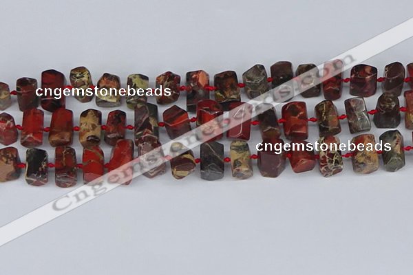 CTB763 15.5 inches 6*10mm - 8*12mm faceted tube poppy jasper beads