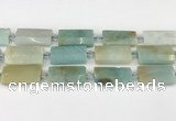 CTB851 13*25mm - 15*28mm faceted flat tube amazonite beads