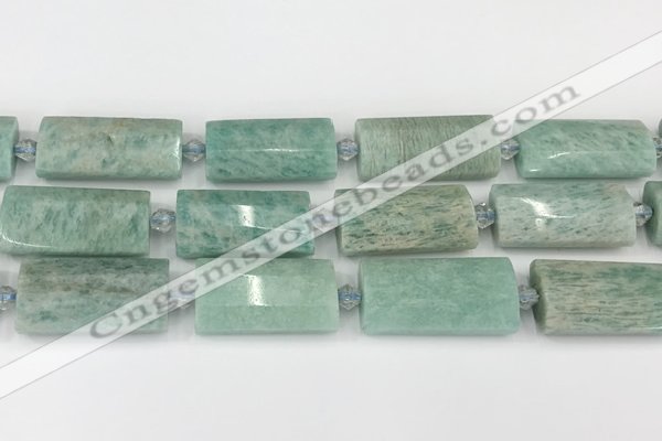 CTB852 13*25mm - 15*28mm faceted flat tube amazonite beads