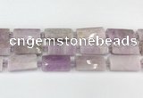 CTB854 13*25mm - 15*28mm faceted flat tube kunzite beads