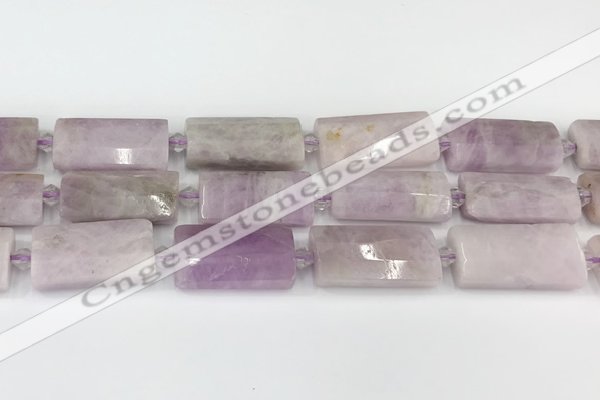 CTB854 13*25mm - 15*28mm faceted flat tube kunzite beads