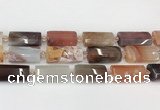 CTB856 13*25mm - 15*28mm faceted flat tube agate beads