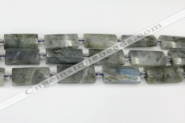 CTB857 13*25mm - 15*28mm faceted flat tube labradorite beads