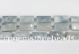 CTB859 13*25mm - 15*28mm faceted flat tube aquamarine beads