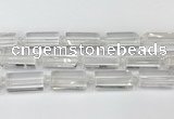 CTB860 13*25mm - 15*28mm faceted flat tube white crystal beads