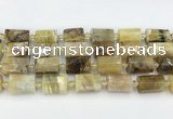 CTB871 13*25mm - 14*19mm faceted tube yellow opal beads