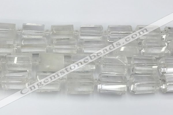 CTB875 13*25mm - 14*19mm faceted tube yellow white crystal beads