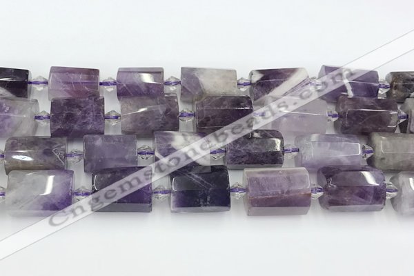 CTB877 13*25mm - 14*19mm faceted tube amethyst beads