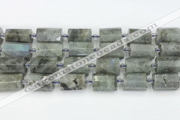 CTB878 13*25mm - 14*19mm faceted tube labradorite beads