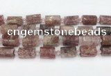 CTB879 13*25mm - 14*19mm faceted tube strawberry quartz beads