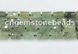 CTB881 13*25mm - 14*19mm faceted tube green rutilated quartz beads