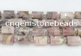 CTB883 13*25mm - 14*19mm faceted tube pink opal beads