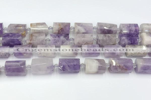 CTB887 15.5 inches 13*25mm - 14*19mm faceted tube lavender amethyst beads