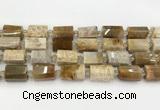 CTB890 15.5 inches 13*25mm - 14*19mm faceted tube fossil coral beads