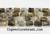 CTB892 15.5 inches 13*25mm - 14*19mm faceted tube scenic quartz beads