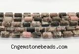 CTB895 15.5 inches 10*14mm faceted tube rhodonite gemstone beads