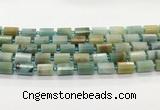 CTB897 15.5 inches 10*14mm faceted tube amazonite beads wholesale