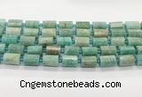 CTB898 15.5 inches 10*14mm faceted tube amazonite gemstone beads