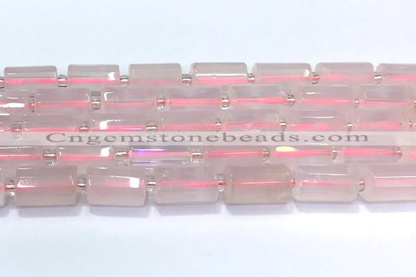 CTB902 15 inches 10*16mm faceted tube rose quartz beads