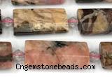 CTB930 13*25mm - 15*28mm faceted flat tube rhodonite beads