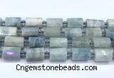 CTB940 15 inches 13*25mm - 14*19mm faceted tube aquamarine beads