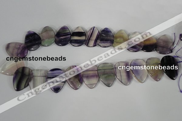 CTD06 Top drilled 22*30mm flat teardrop fluorite gemstone beads