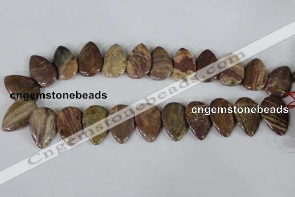 CTD09 Top drilled 22*30mm flat teardrop jasper gemstone beads