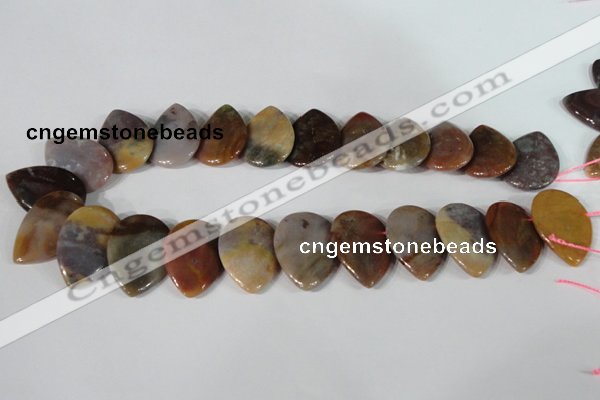 CTD10 Top drilled 22*30mm flat teardrop jasper gemstone beads