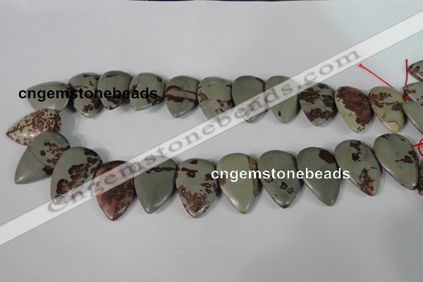 CTD11 Top drilled 22*30mm flat teardrop red artistic jasper beads