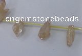CTD1100 Top drilled 4*12mm - 5*18mm nuggets plated quartz beads