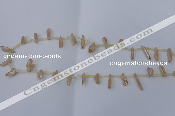 CTD1100 Top drilled 4*12mm - 5*18mm nuggets plated quartz beads