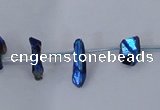 CTD1103 Top drilled 4*12mm - 5*18mm nuggets plated quartz beads