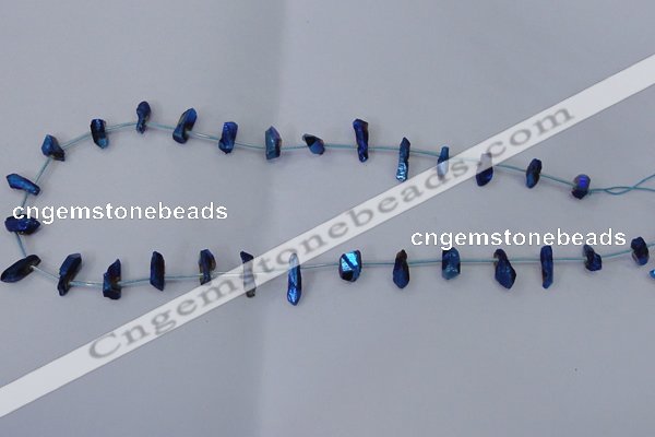 CTD1103 Top drilled 4*12mm - 5*18mm nuggets plated quartz beads