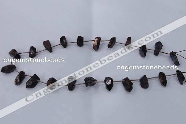 CTD1106 Top drilled 6*15mm - 8*18mm nuggets plated quartz beads