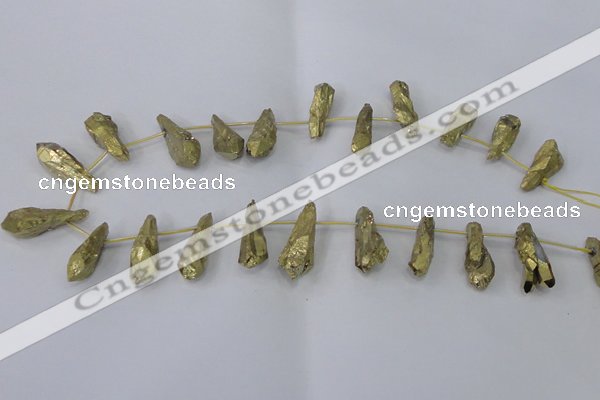 CTD1111 Top drilled 8*25mm - 10*30mm nuggets plated quartz beads