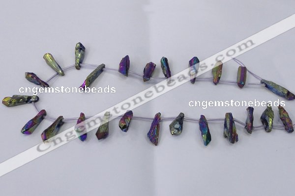 CTD1113 Top drilled 8*25mm - 10*30mm nuggets plated quartz beads